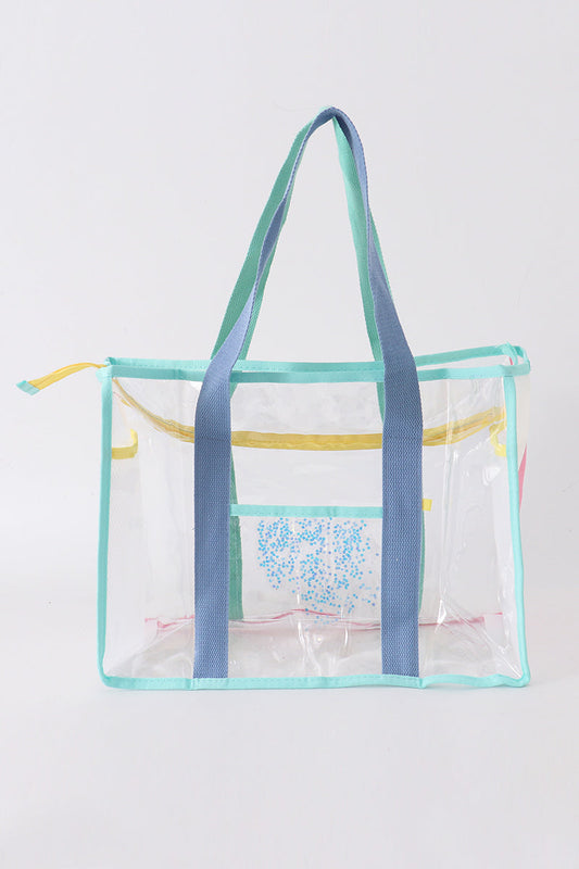 Blue clear waterproof beach travel bag