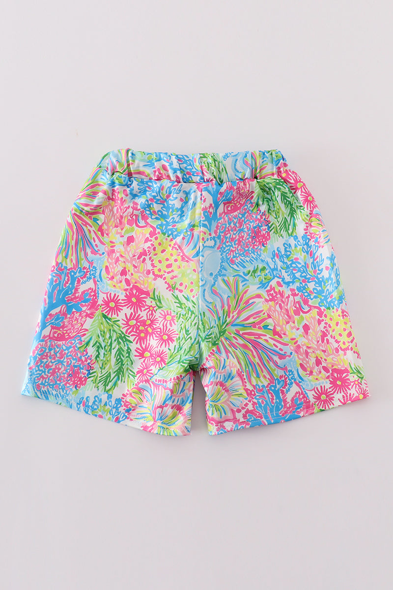 Pink tropical boy swim trunk