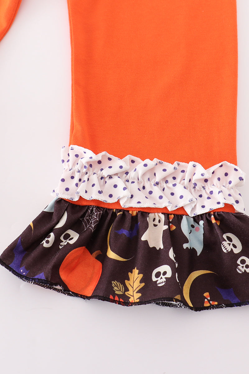 Orange halloween ruffle girl set