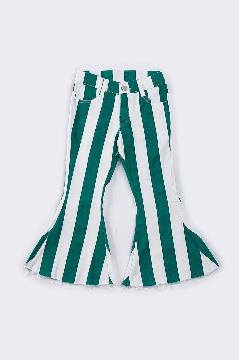 Green stripe bell denim jeans