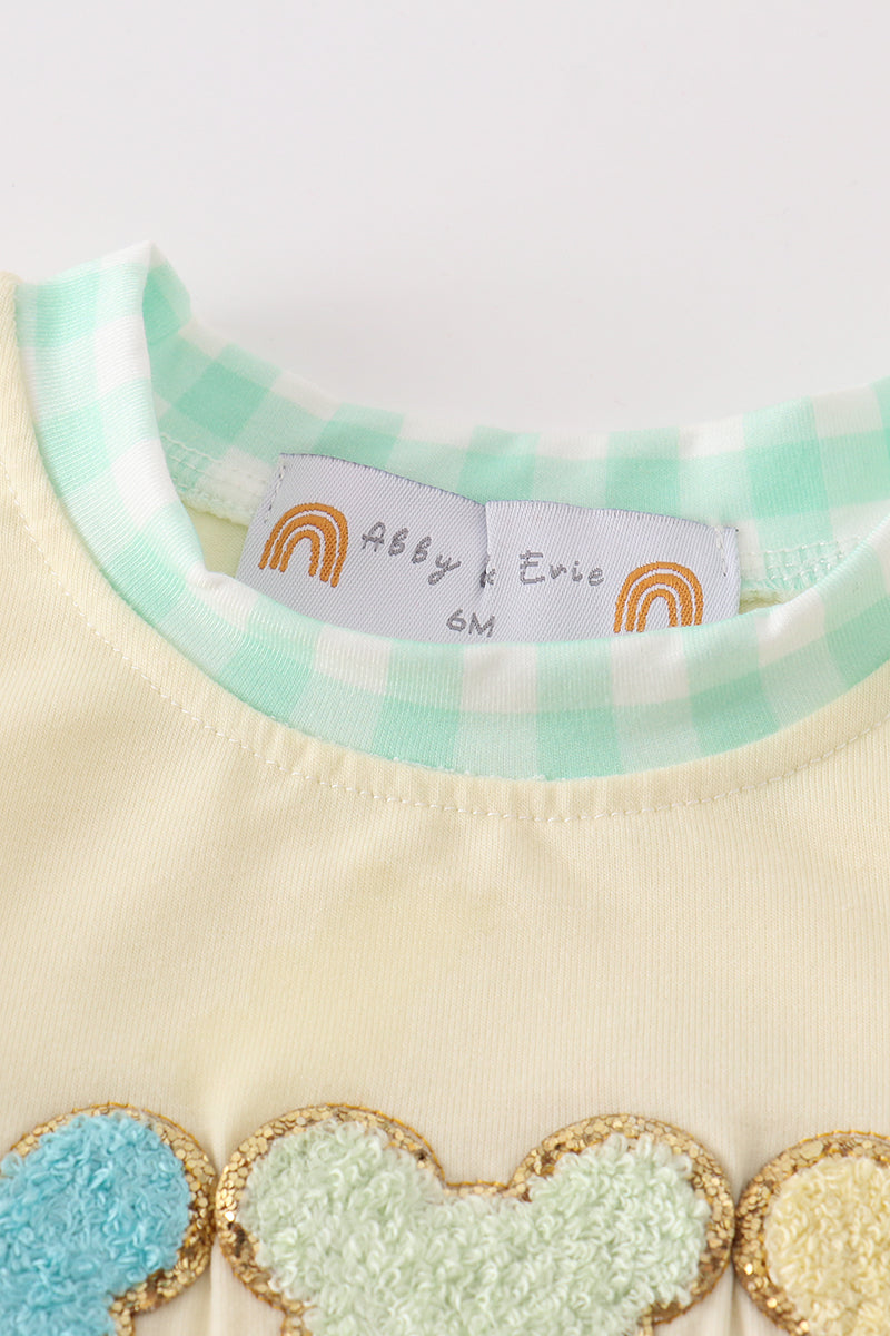 Yellow character french knot baby boy set