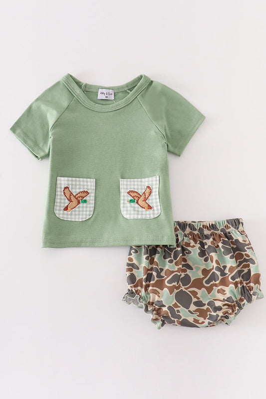 Camouflage duck embroidery baby set