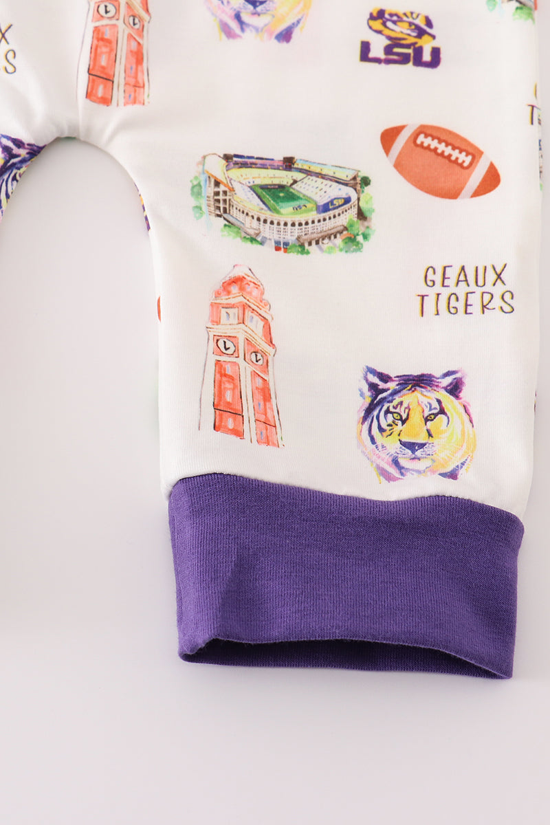 Purple geaux tiger baby girl romper