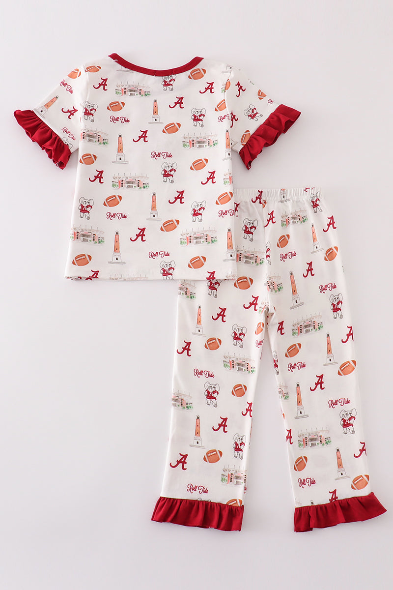 Maroon roll tide football girl set