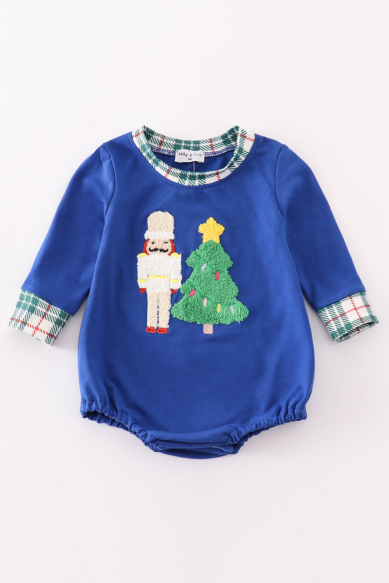 Blue christmas nutcracker french knot boy bubble