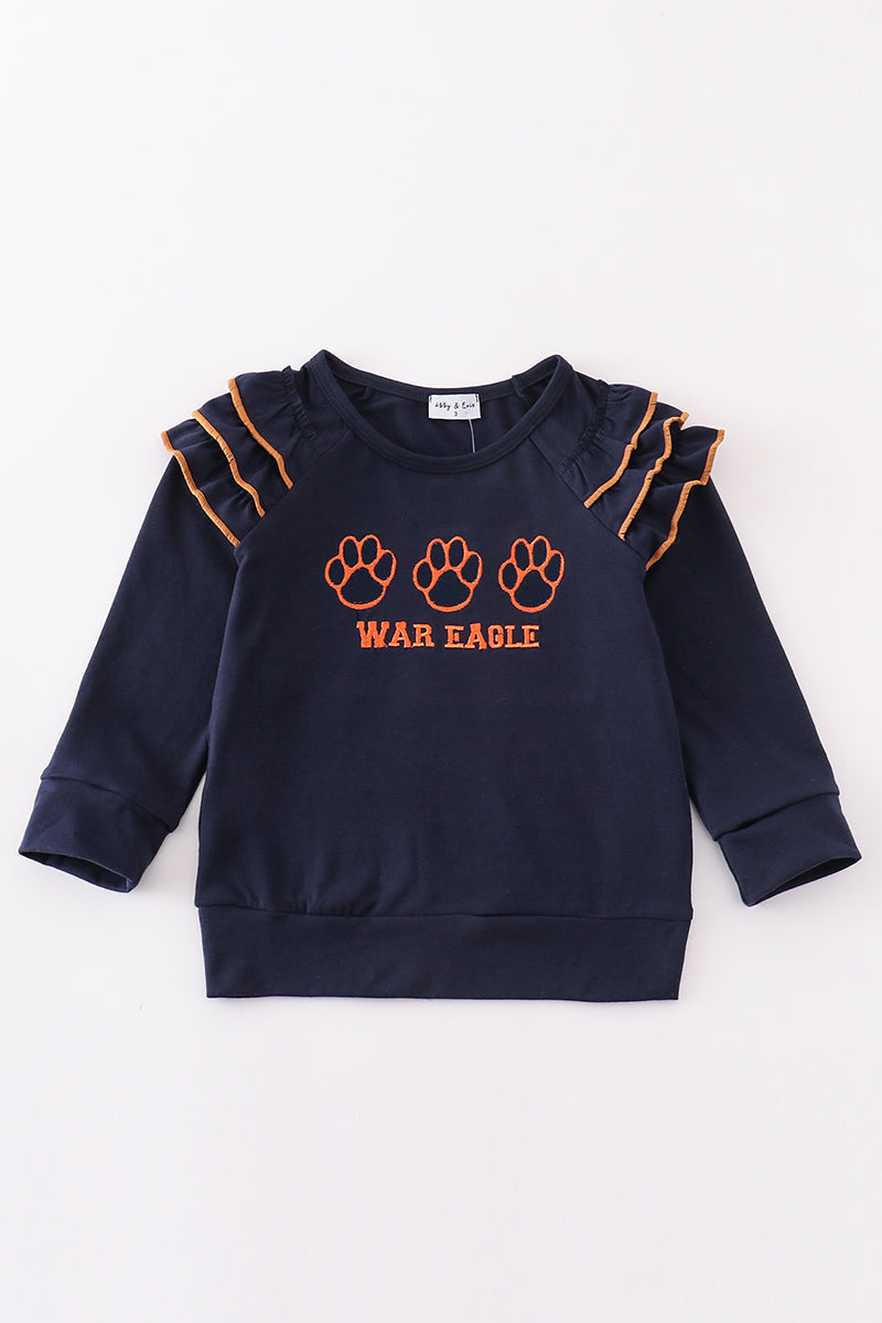 Navy war eagle embroidery girl top