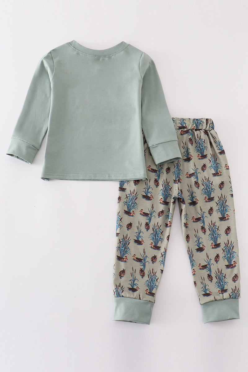 Sage duck french knot boy set