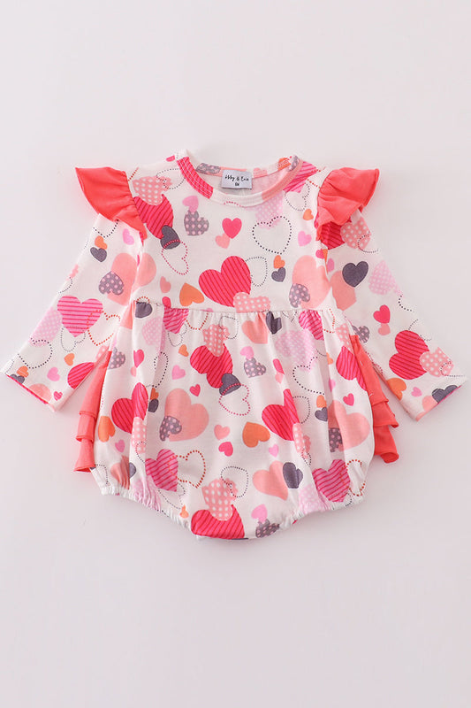 Pink valentine heart ruffle girl bubble