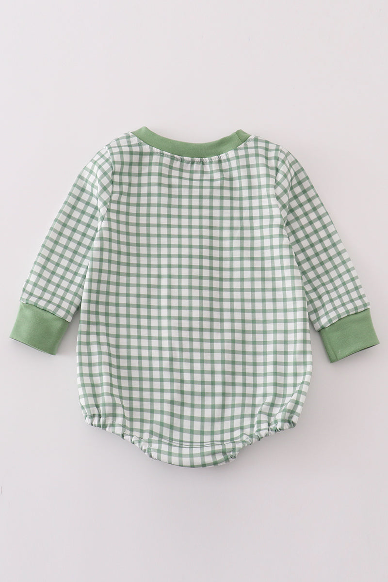 Green clover embroidery boy bubble