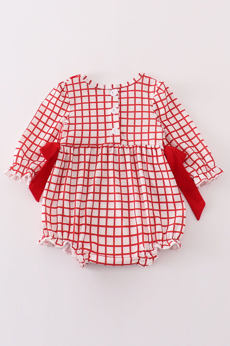 Valentine's day smocked heart embroidery girl bubble